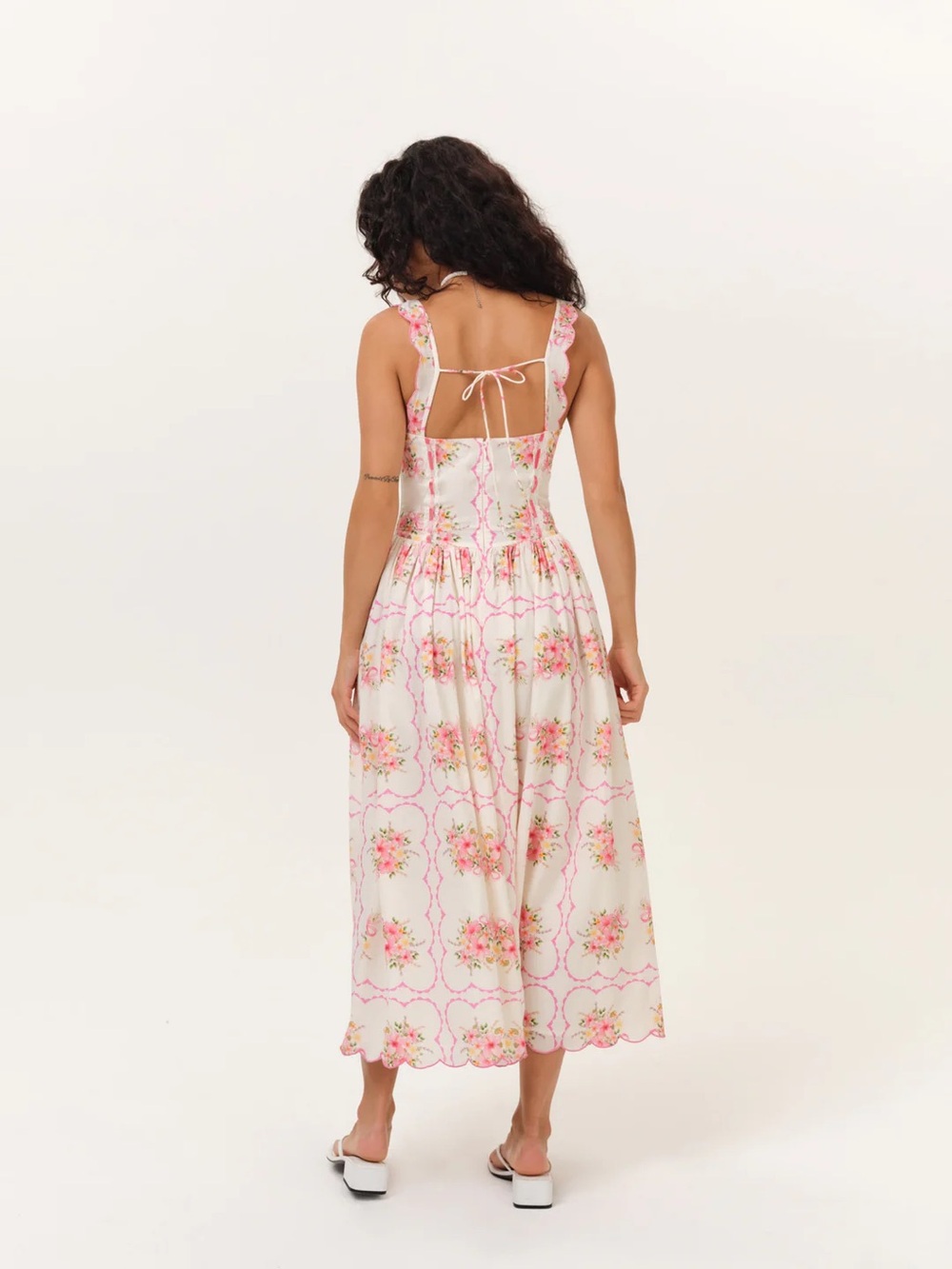 For love & Lemons Cotton Tea Time Floral Print Midi Dress - Picture 4 of 10